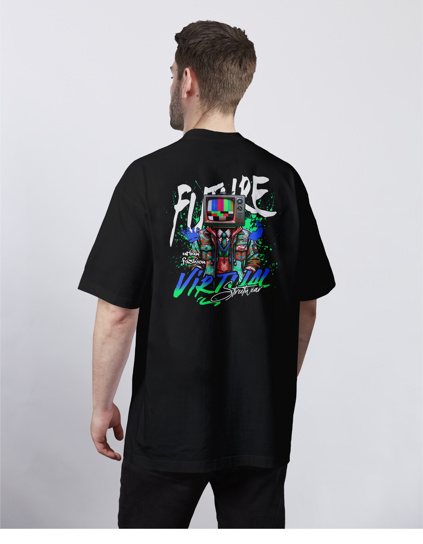 Couple: Virtual Override Pixel Persona in Blue Oversized Tee