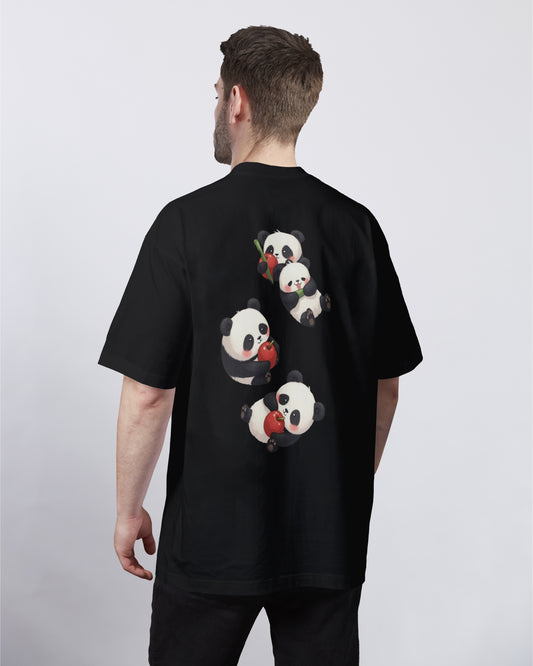 Panda Pals & Apples Oversized Tee
